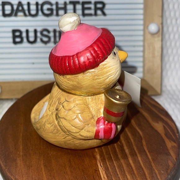 Snowman Bird Christmas Tea Light Candle Holder Holiday Decoration Display Yellow - Picture 2 of 5